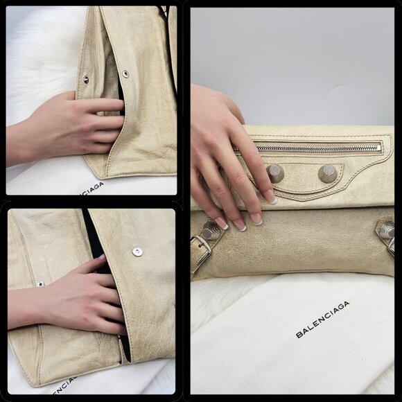Balenciaga  Neutral Beige Leather Clutch - Picture 13 of 17